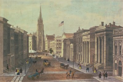 Wall Street, New York, engraved by Deroy, published by Goupil and Co by Augustus Kollner